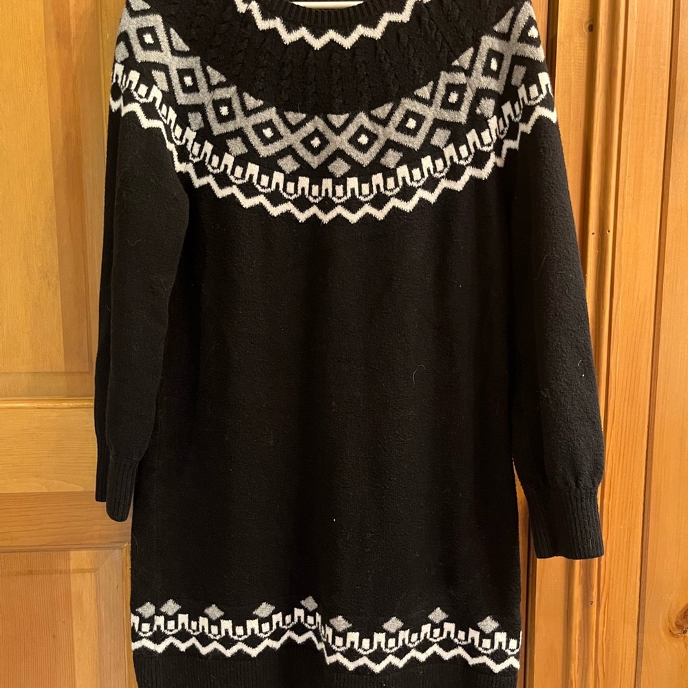 LOFT Black and White Long Sleeve Dress